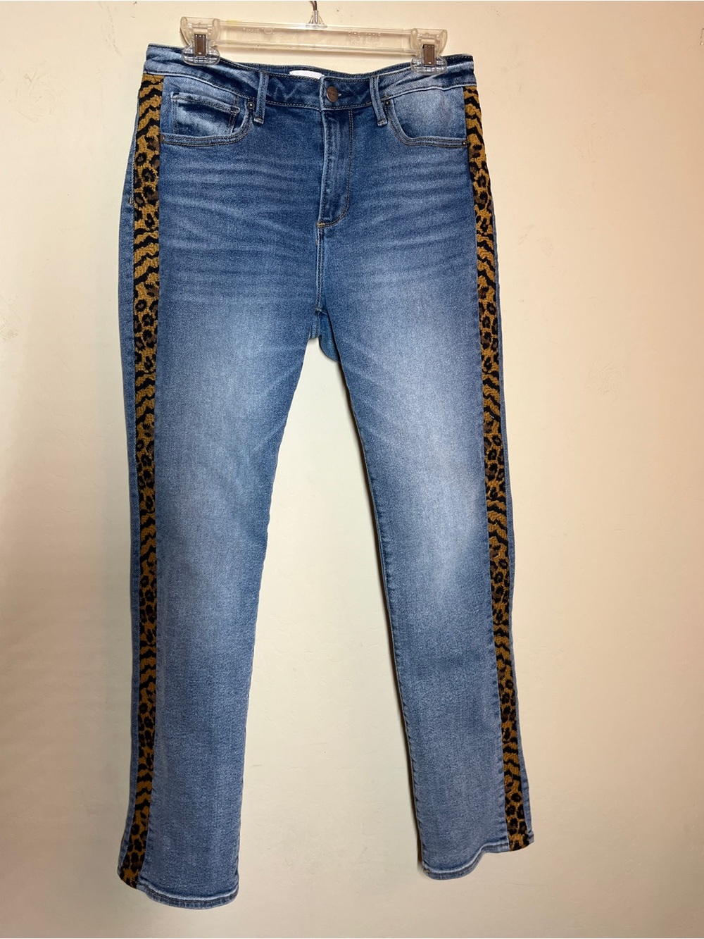 Driftwood Audrey Leopard Side Stripe Jean Animal Print with Stretch W29